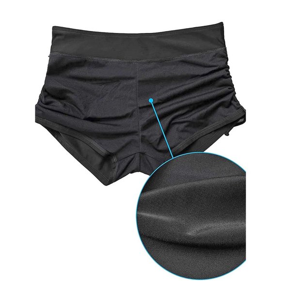Side Cinch Swim Shorts Womens Plus Size 3X Black Swimwear Bottom - Picture 7 of 7